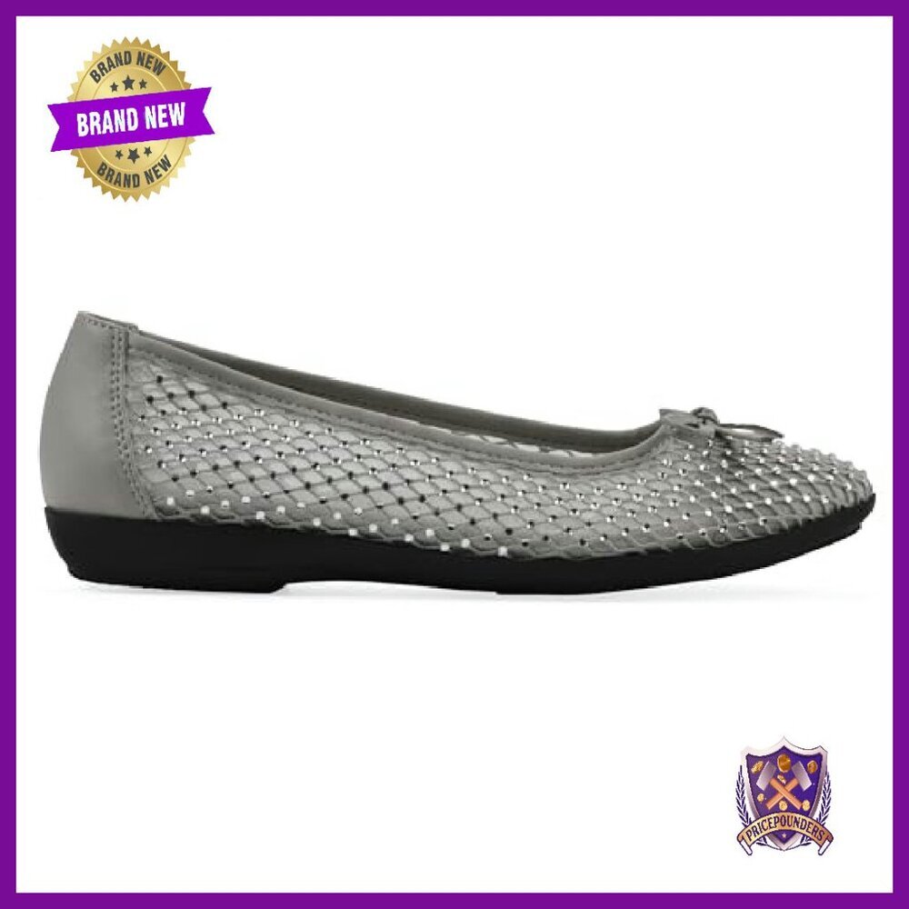 Cushioned Mesh Ballet Flats with Rhinestone Bow - Size 8 - Picture 4 of 8